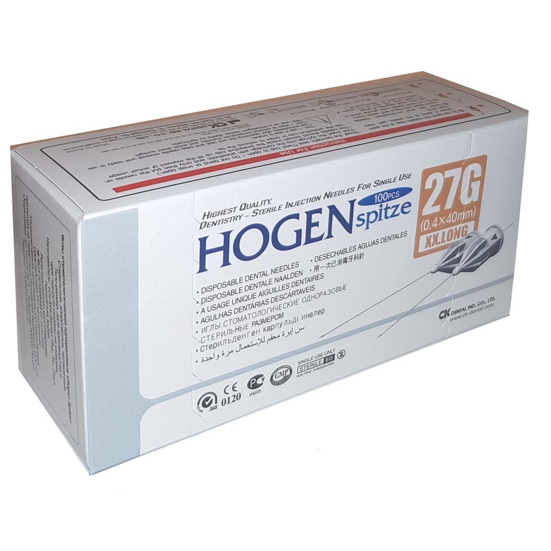 Иглы стоматологические карпульные Hogen Spitze (27G 0.4мм х 40мм) упак 100шт.